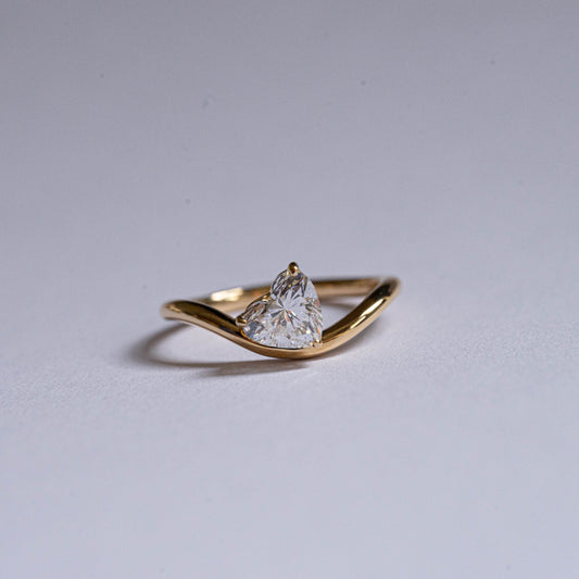 Lab Diamond Collection - 0.50ct Heart Shape Diamond Wavy Pinky Ring
