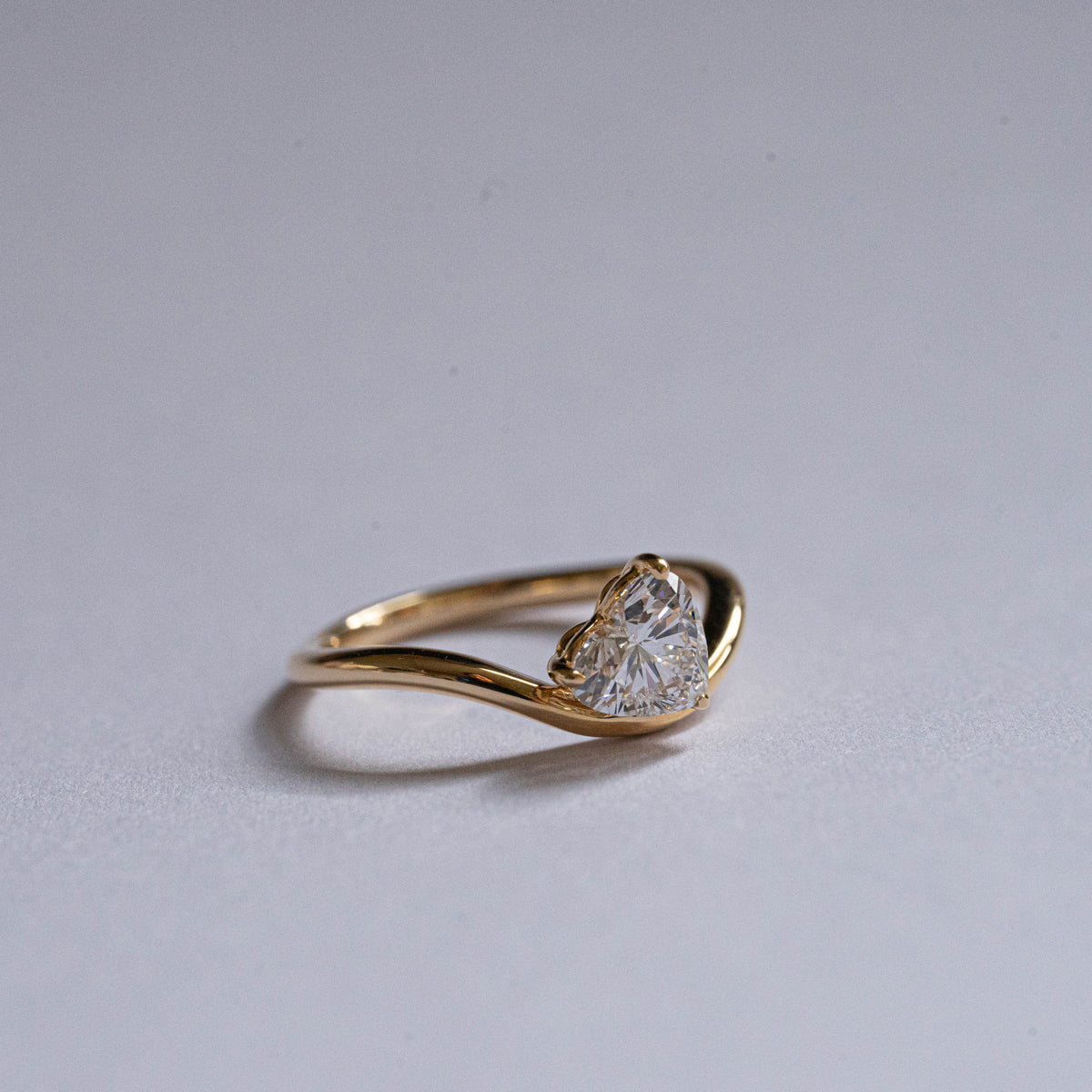 Lab Diamond Collection - 0.50ct Heart Shape Diamond Wavy Pinky Ring