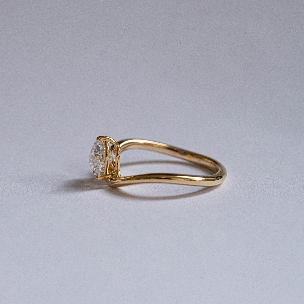 Lab Diamond Collection - 0.50ct Heart Shape Diamond Wavy Pinky Ring