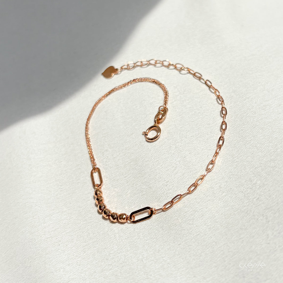 Mini Paperclip and Gold Beads Bracelet 18K Gold