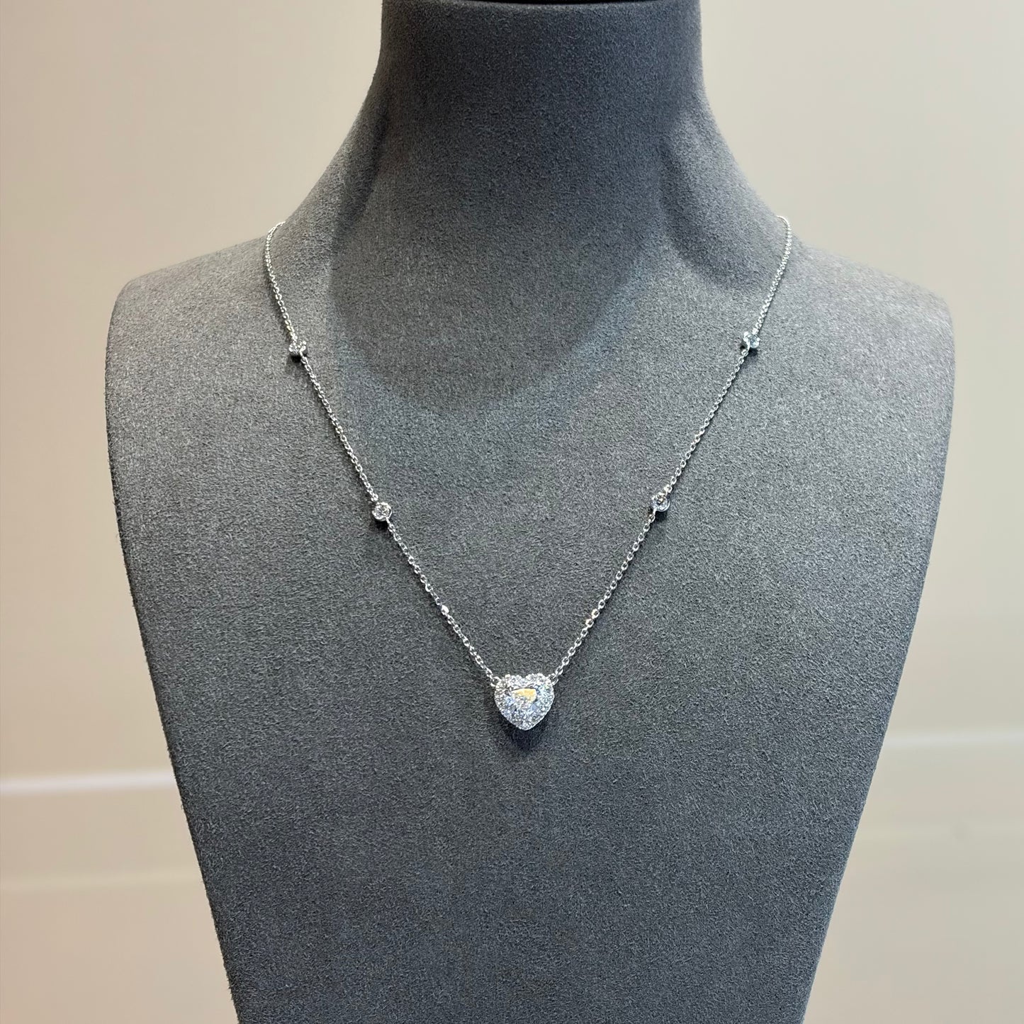 Lab Diamond Collection - Heart Shape Halo Necklace