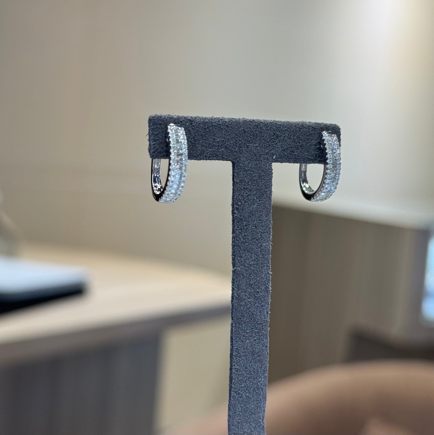 Classic Baguette and Round Diamond Hoop Earrings