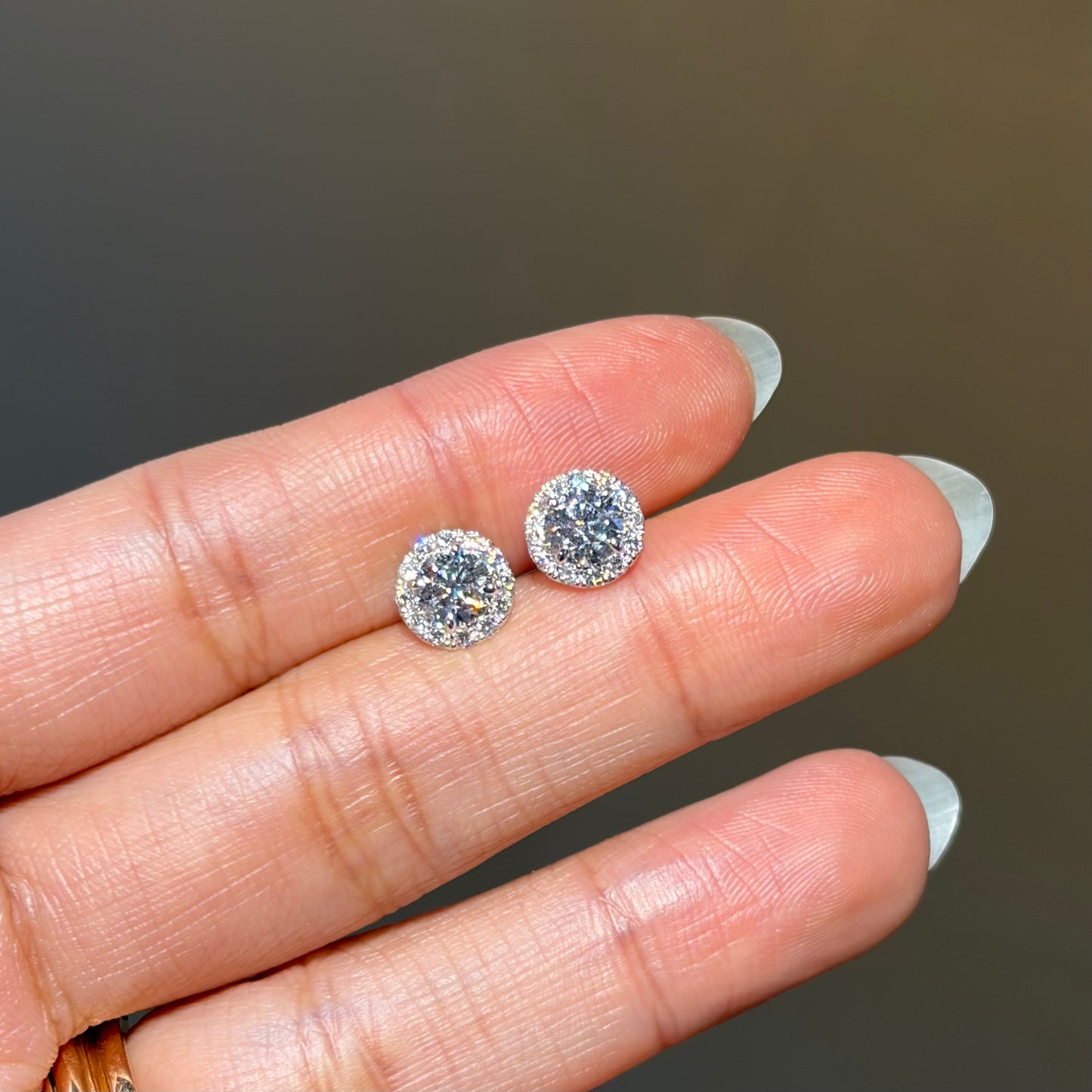 Lab Diamond Collection - Round Shape Halo Earrings