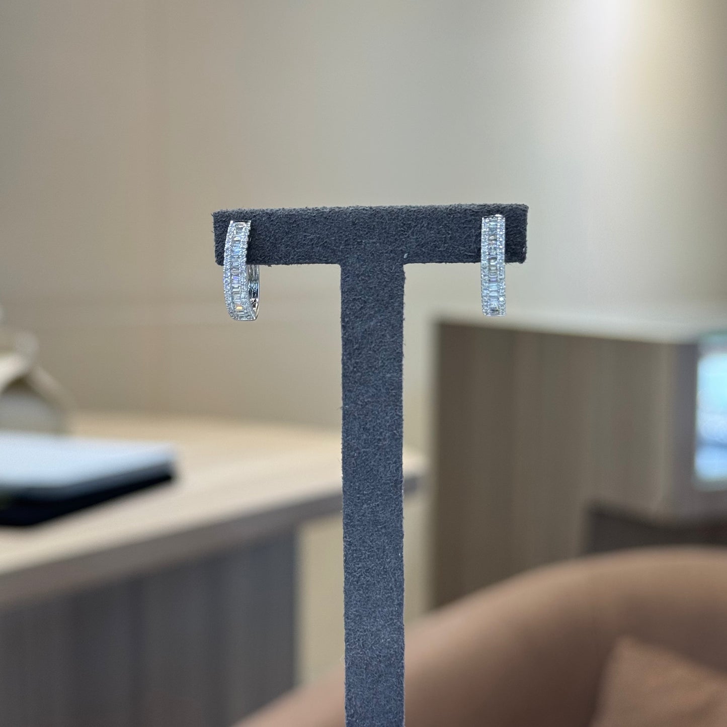 Classic Baguette and Round Diamond Hoop Earrings