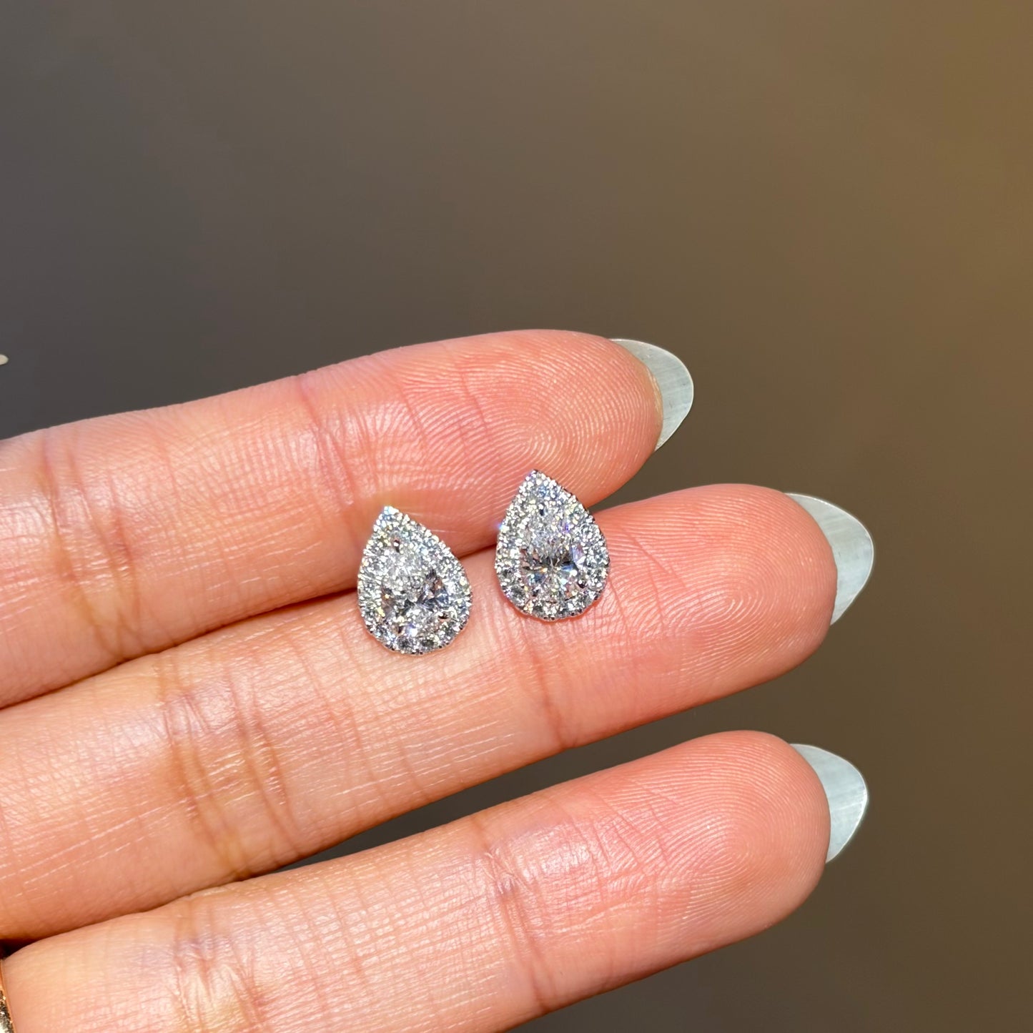 Lab Diamond Collection - Pear Shape Halo Earrings