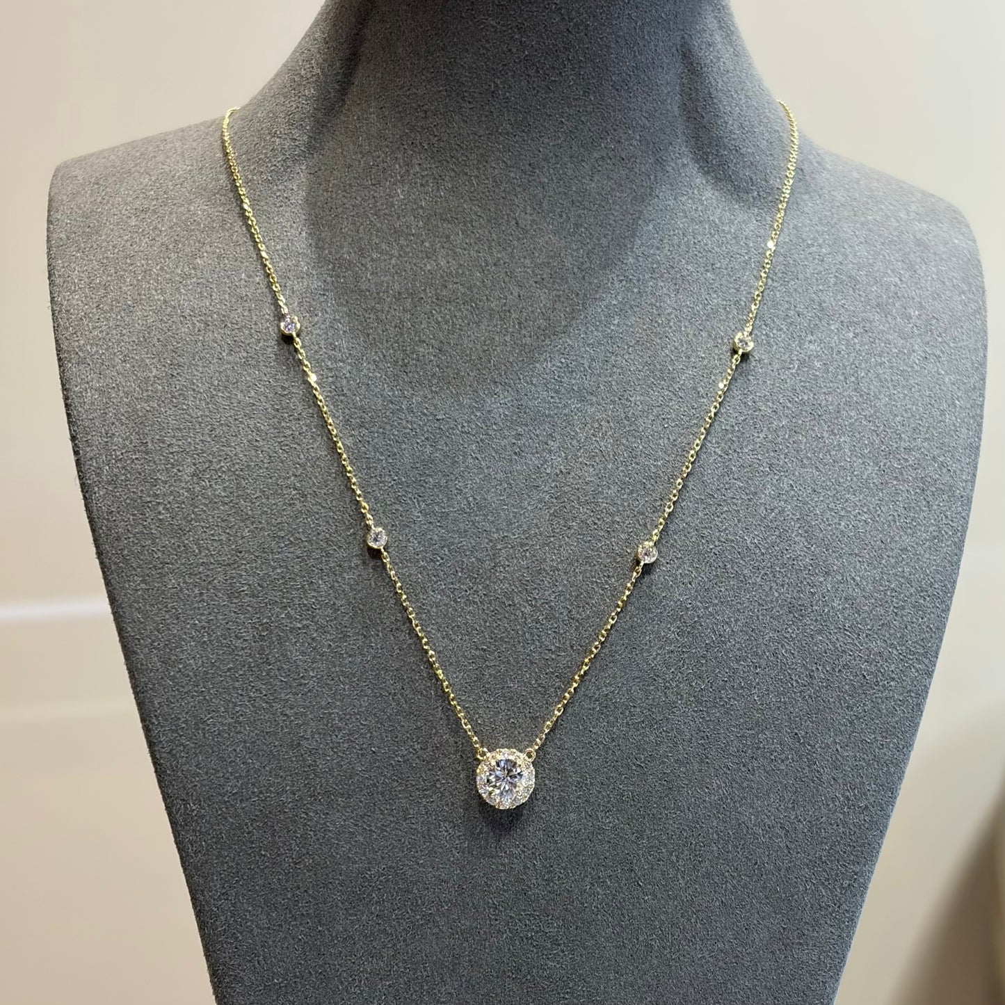 Lab Diamond Collection - Round Shape Halo Necklace