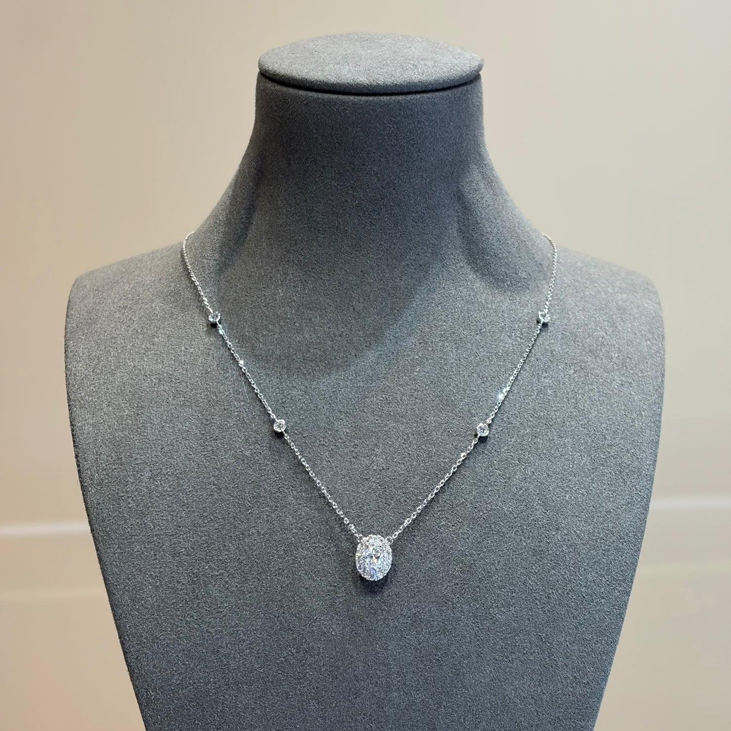 Lab Diamond Collection - Oval Shape Halo Necklace