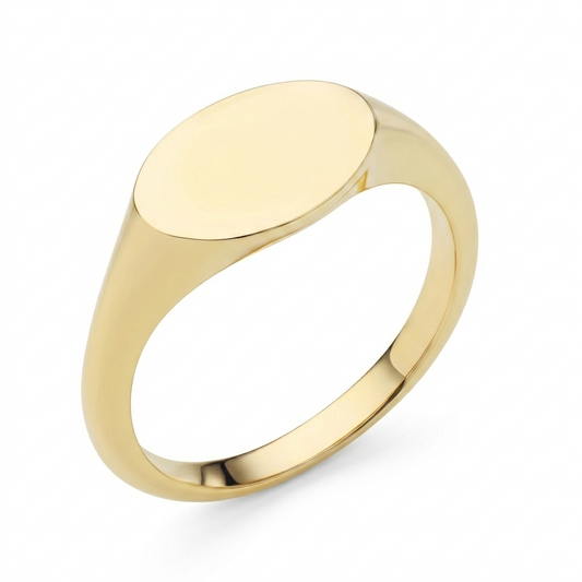 Initial Letter Signet Ring - Oval Shape