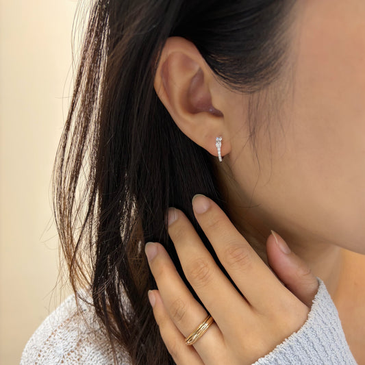 Two Stone Diamond Mini Hoop Earrings
