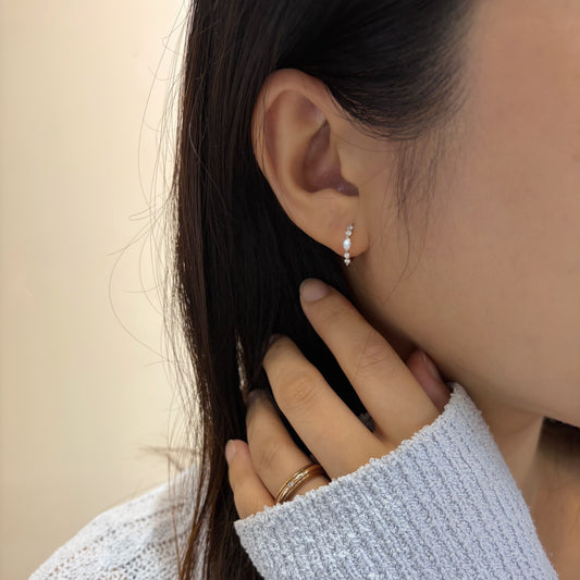 Marquise & Round Diamond Mini Hoop Earrings