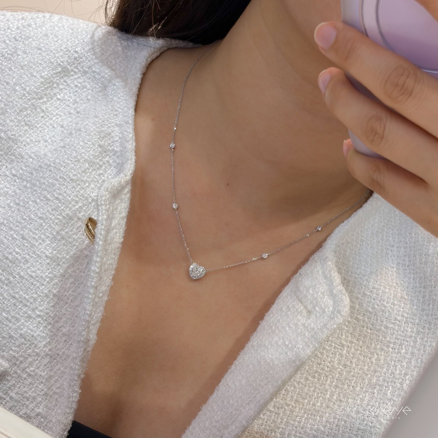 Lab Diamond Collection - Heart Shape Halo Necklace