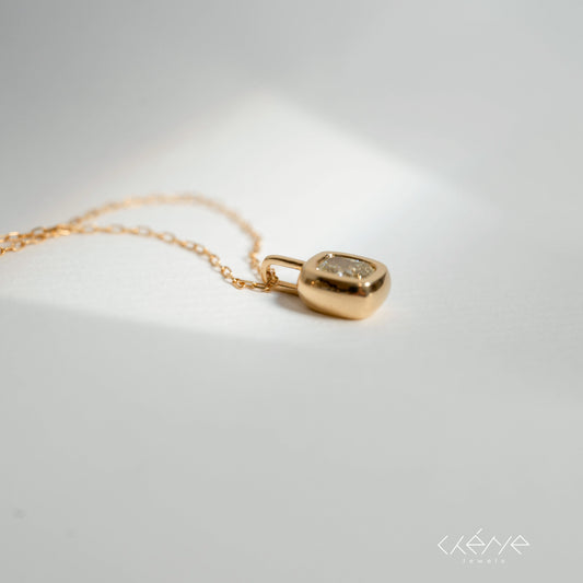 Cushion Cut Yellow Diamond in Bezel Set Necklace