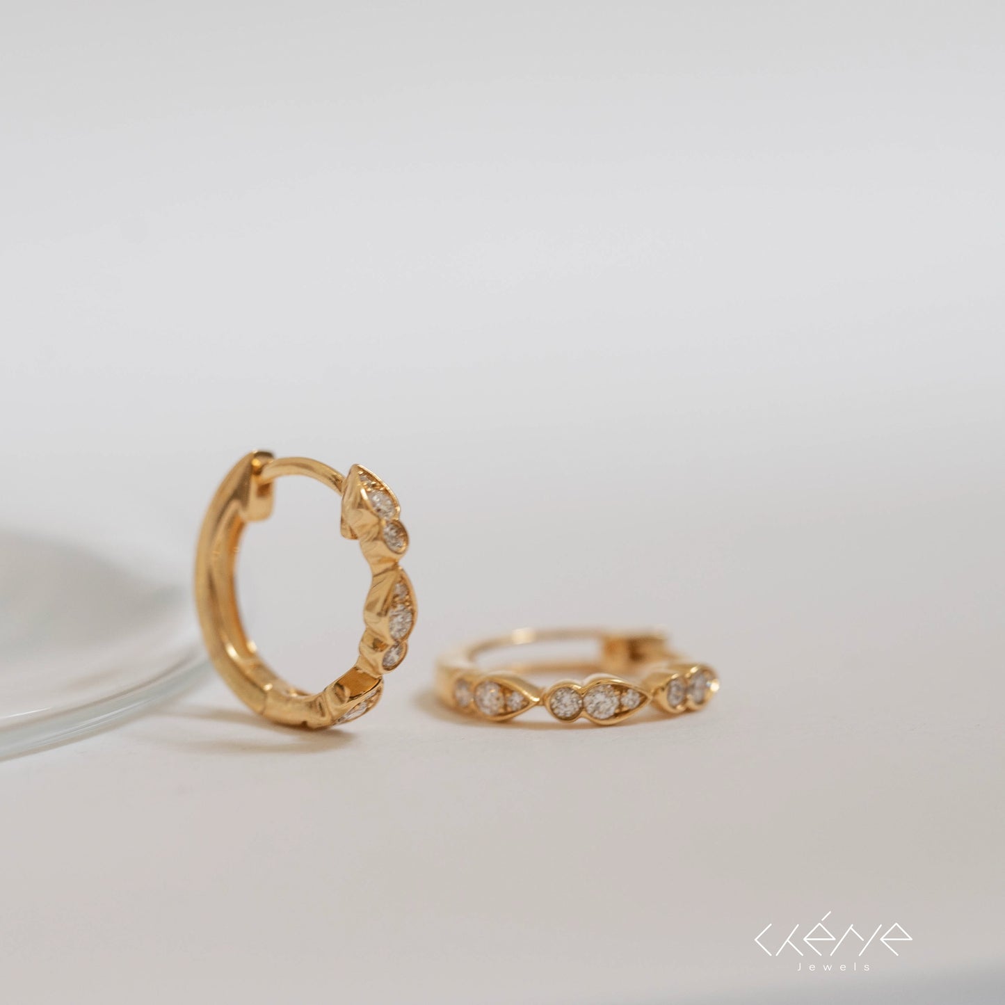 Mini Pear and Round Shape Illusion Setting Diamond Hoop