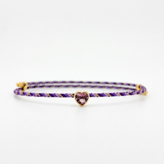 Heart Shape Natural Tourmaline with Purple Threads Bracelet