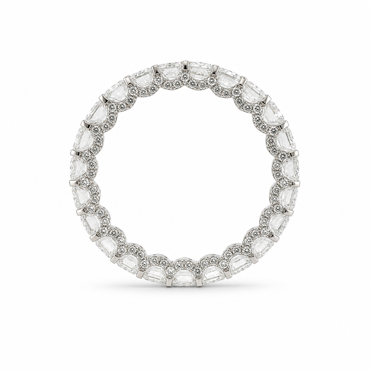 Lab Diamond Collection - 360 U Setting Emerald Cut Full Eternity Band with Pave Edge Ring