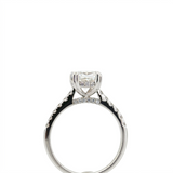 2ct Long Cushion Cut Diamond Ring with Hidden Halo and Side Pave