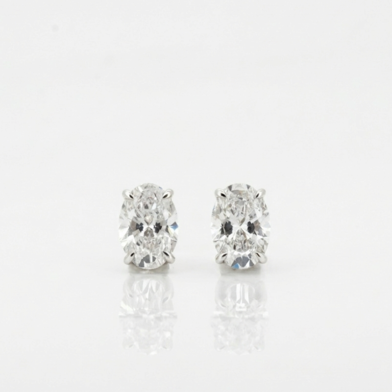 Lab Diamond Collection - 2ct Solitaire Oval Cut Diamond Earrings