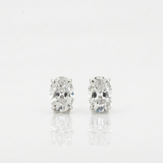 Lab Diamond Collection - 2ct Solitaire Oval Cut Diamond Earrings