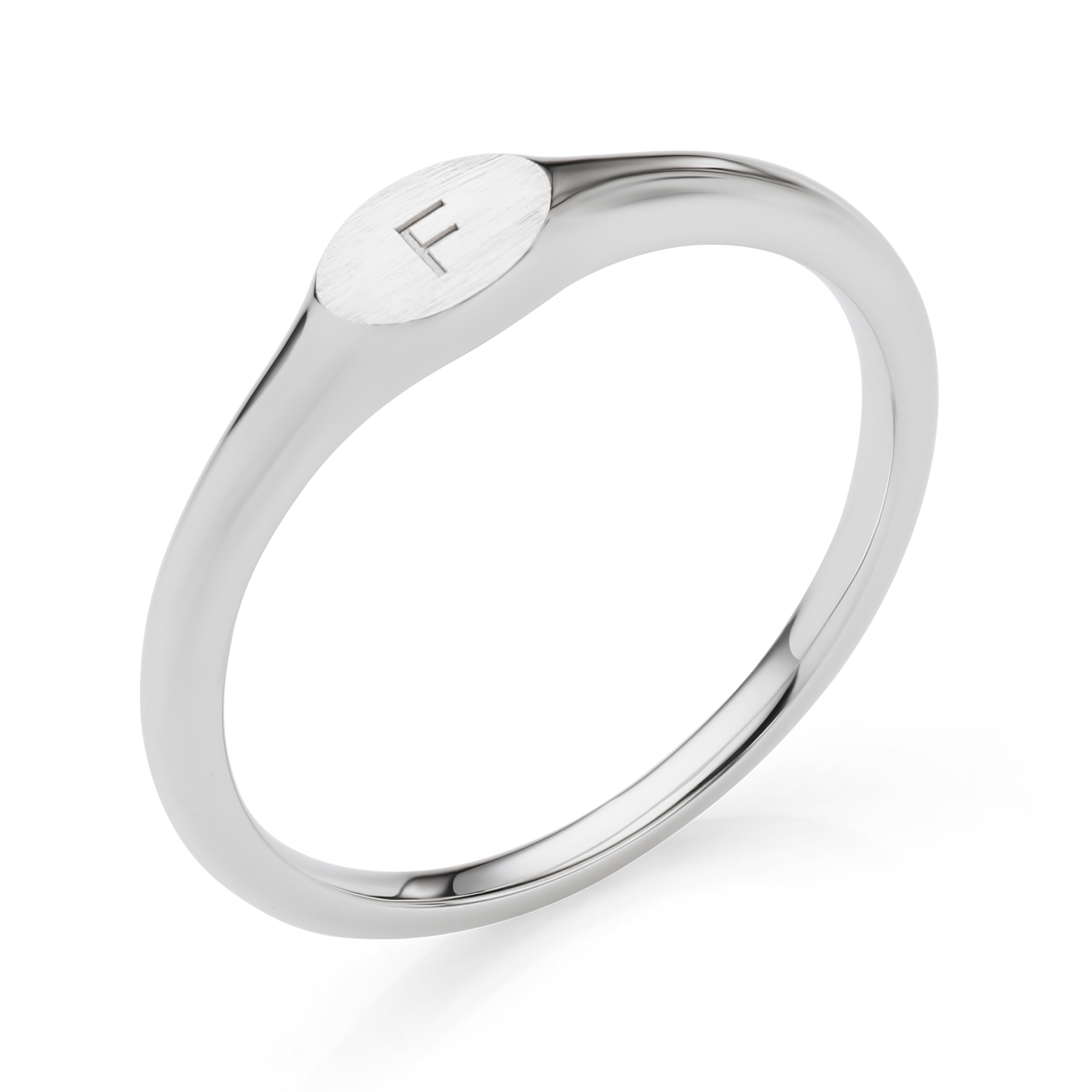 Initial Letter Signet Ring - Oval Shape Mini