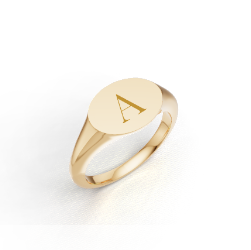 Initial Letter Signet Ring - Oval Shape