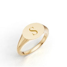 Initial Letter Signet Ring - Oval Shape