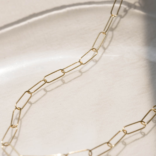 Skinny PaperClip Necklace 18K Gold